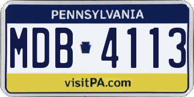 PA license plate MDB4113