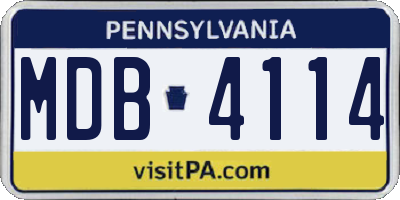 PA license plate MDB4114