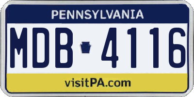 PA license plate MDB4116