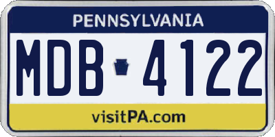 PA license plate MDB4122