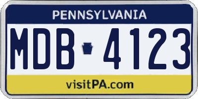 PA license plate MDB4123