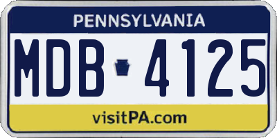 PA license plate MDB4125