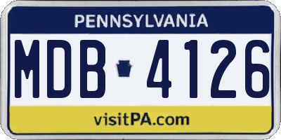PA license plate MDB4126