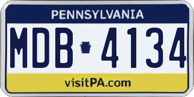 PA license plate MDB4134
