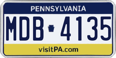 PA license plate MDB4135