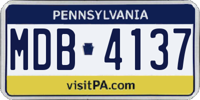 PA license plate MDB4137