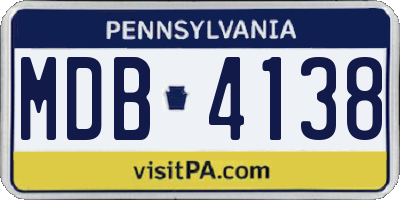 PA license plate MDB4138
