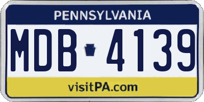 PA license plate MDB4139