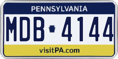 PA license plate MDB4144