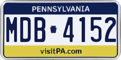 PA license plate MDB4152