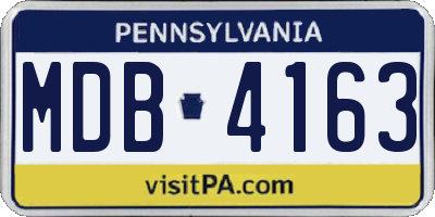 PA license plate MDB4163