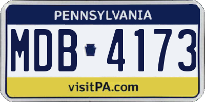 PA license plate MDB4173