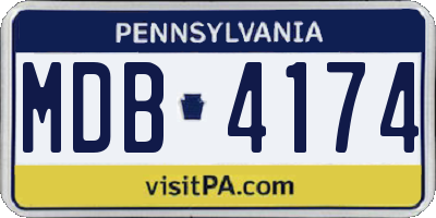 PA license plate MDB4174