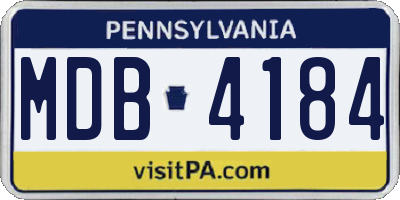 PA license plate MDB4184