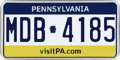 PA license plate MDB4185