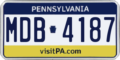 PA license plate MDB4187