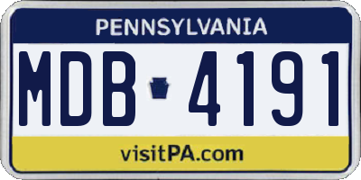 PA license plate MDB4191