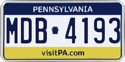 PA license plate MDB4193