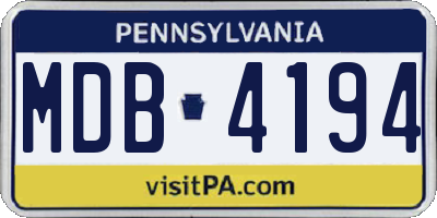 PA license plate MDB4194