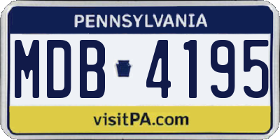 PA license plate MDB4195