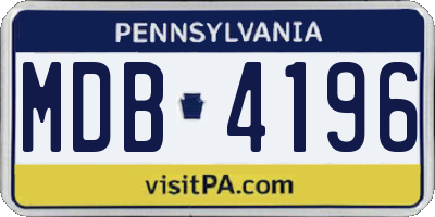 PA license plate MDB4196