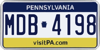 PA license plate MDB4198