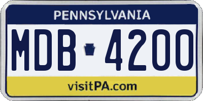 PA license plate MDB4200