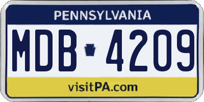 PA license plate MDB4209