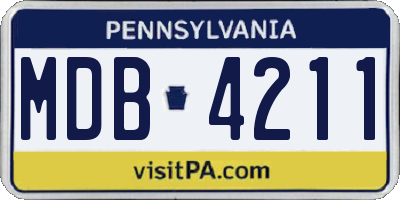 PA license plate MDB4211