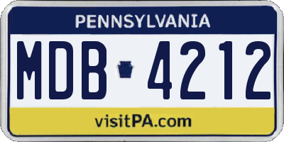 PA license plate MDB4212
