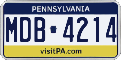 PA license plate MDB4214