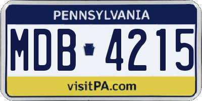 PA license plate MDB4215