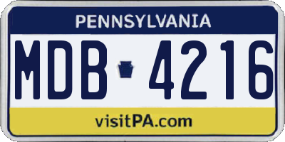 PA license plate MDB4216