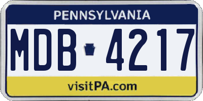 PA license plate MDB4217