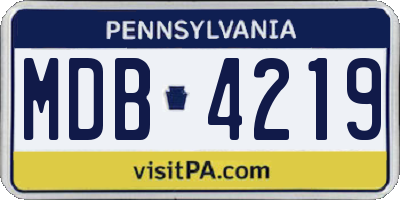 PA license plate MDB4219