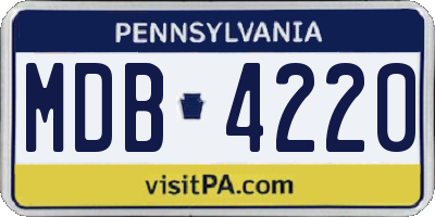PA license plate MDB4220