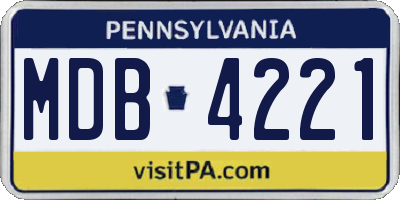 PA license plate MDB4221