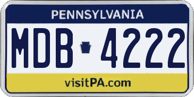 PA license plate MDB4222