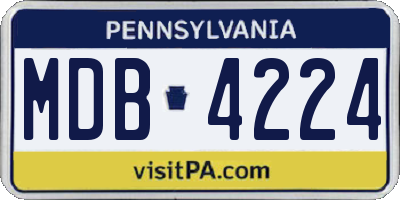 PA license plate MDB4224