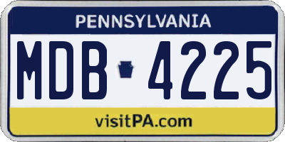 PA license plate MDB4225