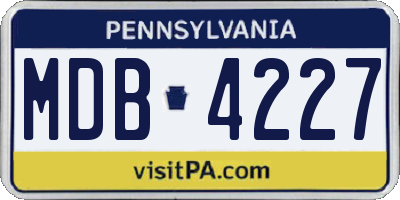 PA license plate MDB4227