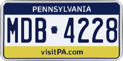 PA license plate MDB4228