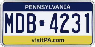 PA license plate MDB4231