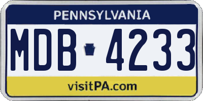PA license plate MDB4233