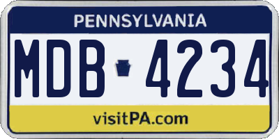 PA license plate MDB4234