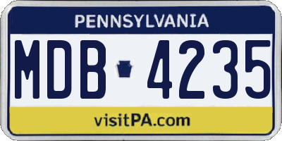 PA license plate MDB4235