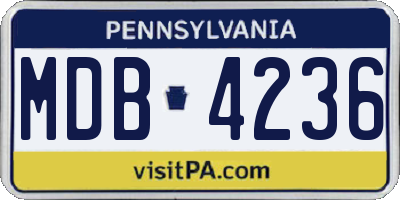 PA license plate MDB4236