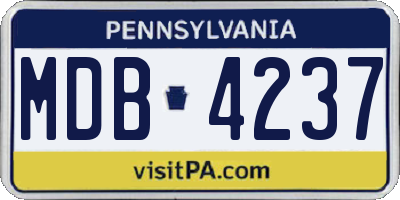 PA license plate MDB4237
