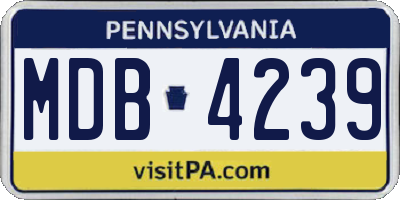 PA license plate MDB4239
