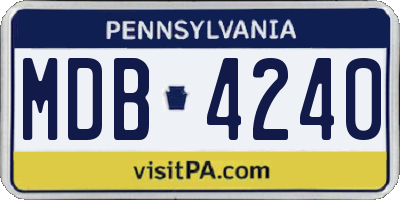 PA license plate MDB4240